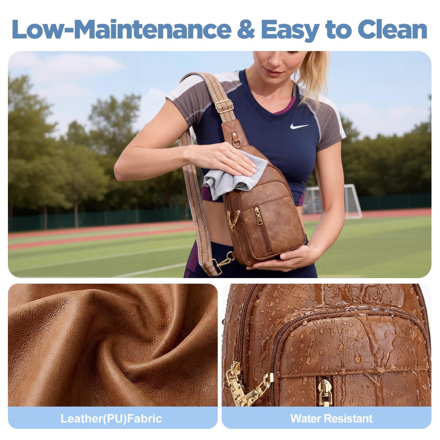 Fiiuos Anti Theft Crossbody Bags for Women RFID Sling Bag, Vegan Leather Cross Body Travel Purse for Work & Daily Use, Hands-Free Casual Daypack for Women Men Mocha Brown