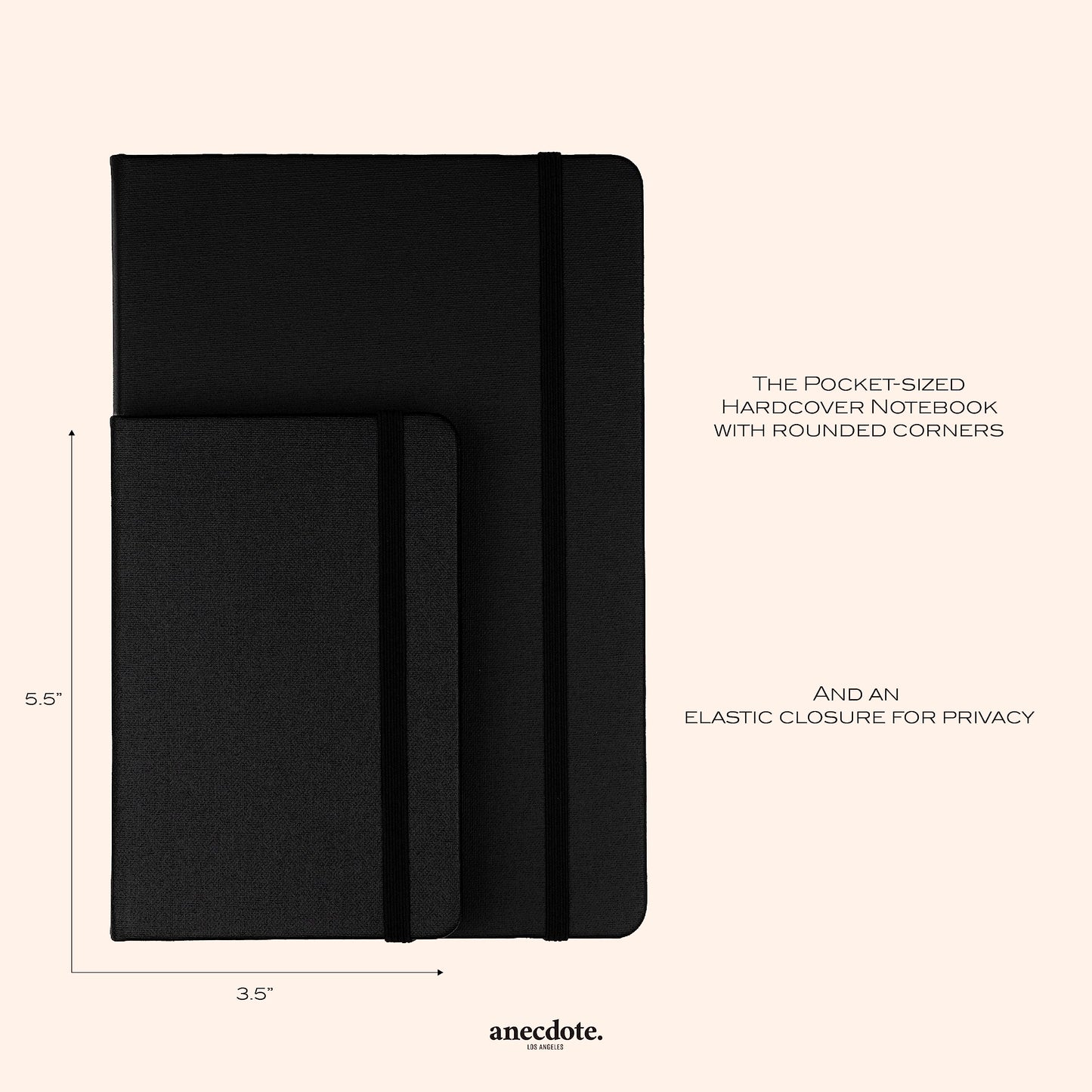 ANECDOTE. Small Journal Notebook for Men & Women, 192 Pages | Thick 80 GSM Lined Paper| Hardcover (5.5"x3.5" Pocket Size) | Daily Journaling Diary for Work, Travel, School & Office Use (Black)