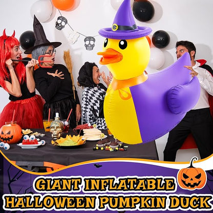 Hungdao 1 Pcs 4.6 Feet Giant Inflatable Halloween Duck Huge Halloween Large Blow up Rubber Duck for Parades and Trunk or Treats Party Supplies (Wizard)