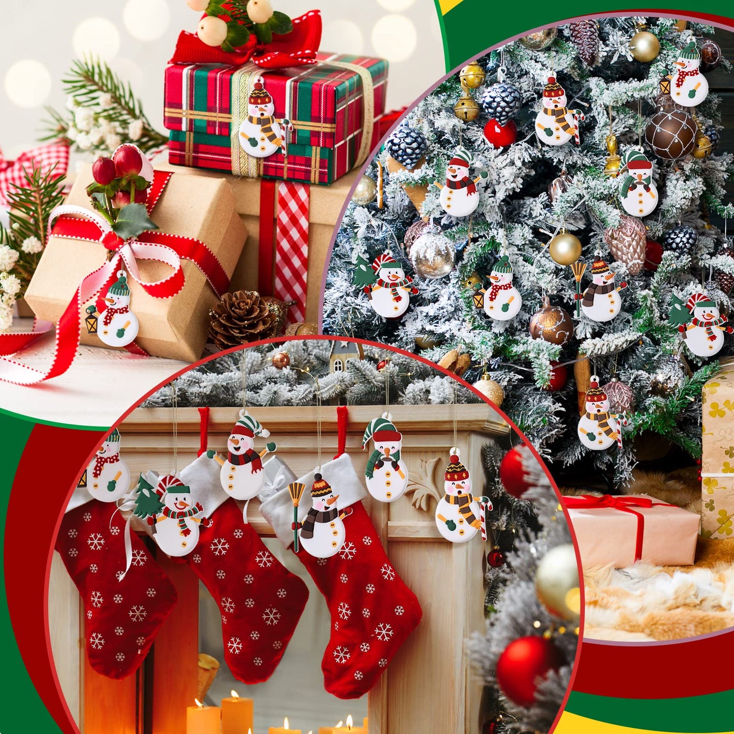 Zhanmai 24 Pieces Christmas Snowman Ornaments for Christmas Tree Decorations Cute Xmas Hanging Ornaments Traditional Xmas Tree Party Decors