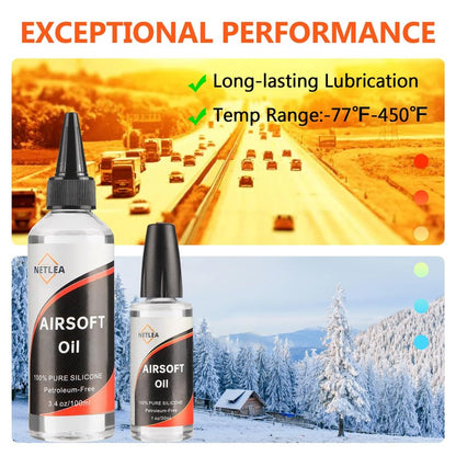 NetLea 4.4 oz Airsoft Oil lubricating with Needle Oiler Pure Silicone Lubricant Airsoft Chamber Lube for Airgun Lubrication