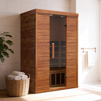 EASYHAWK 2 Person Infrared Sauna for Home, Smart App Control Home Sauna with WiFi & Bluetooth, Low EMF 1500W/120V LCD Heater, Indoor Sauna with Flame-Retardant Design
