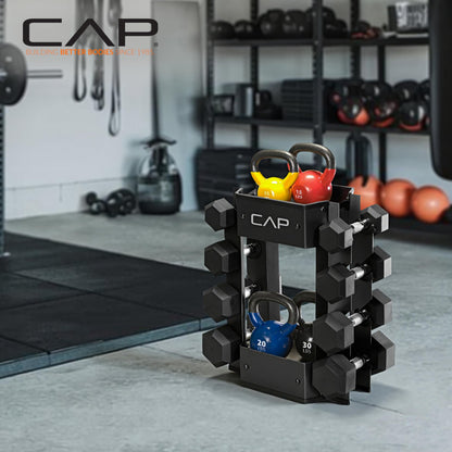 CAP Barbell Dumbbell and Kettlebell Storage Rack - Compact Weight Storage for Home Gym