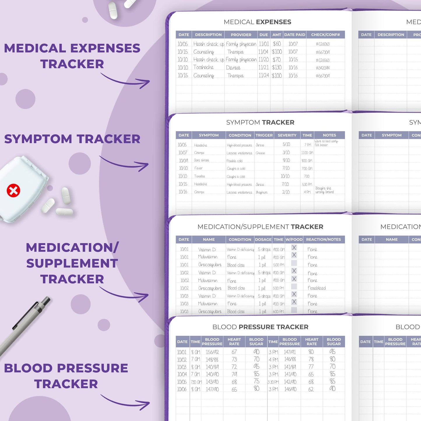 Clever Fox Compact A5 Medical Planner 12-Month – Medical Notebook, Health Diary, Wellness Journal & Logbook to Track Health – Self-Care Medical Journal – 12 Months, Undated (Purple)