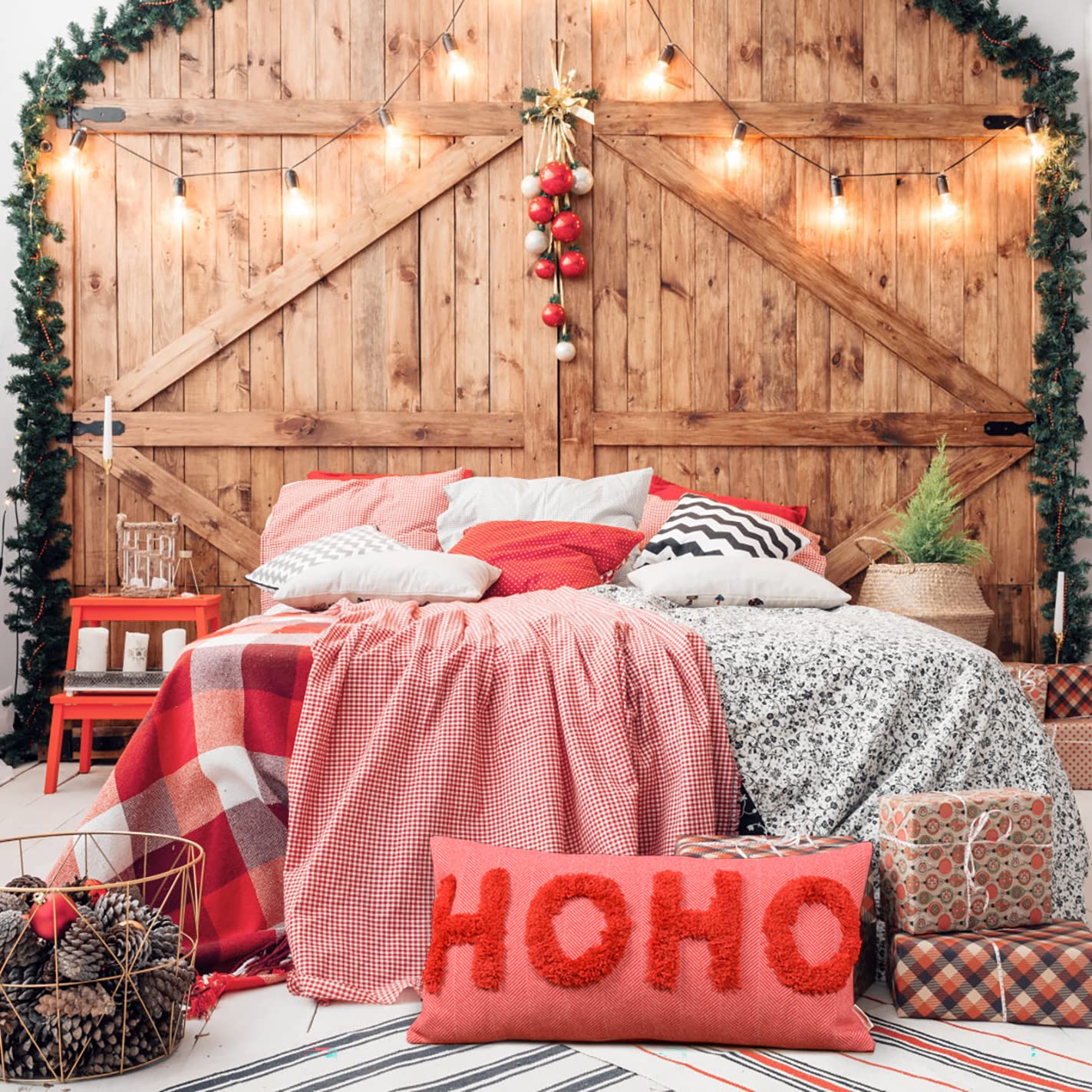 LOOPUINHOM HOHOHO Red Christmas Pillow Covers Christmas Decorations Rectangle Lumbar Waist Throw Pillow Covers for Couch Sofa Bed Living Room 12X24 Inches