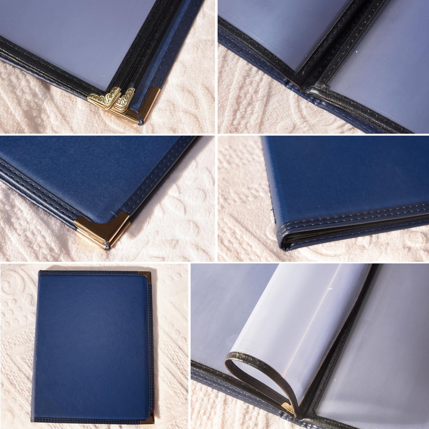Premium Leather Restaurant Menu Covers 8.5x11 Inch (Set of 2), 4 Page 8 View, Elegant Durable Menu Holder for Upscale Dining, Restaurants, Hotels & Events