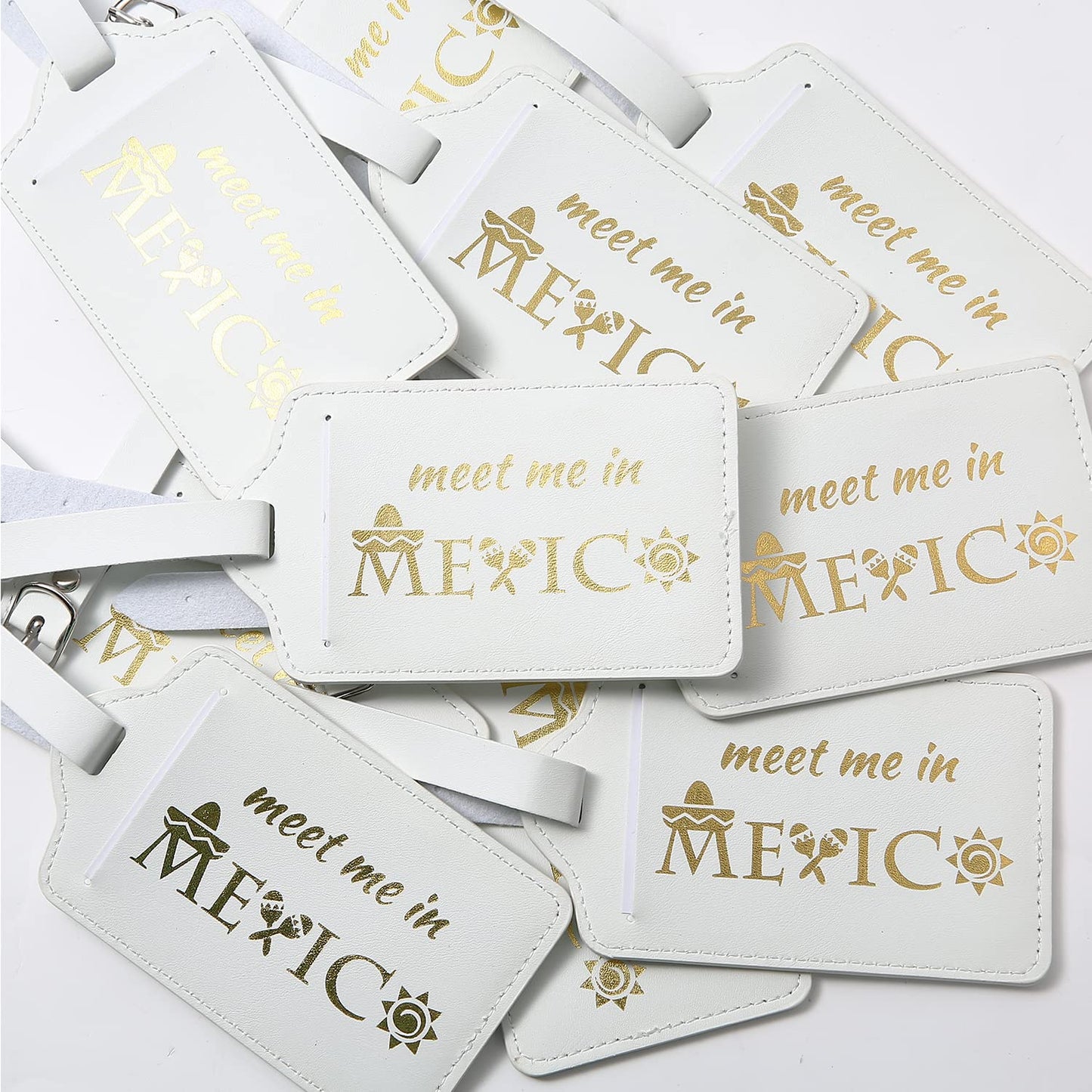 Set of 10, Wedding Favors, Mexico Destination Wedding Luggage Tag, Wedding Gift for Guests, Traveler Gift