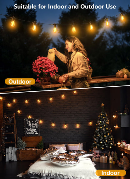 Brightown Outdoor String Lights 190FT with 60+2 Shatterproof Edison Bulbs, Waterproof Hanging Patio Lights Outside for Backyard Deck Garden Party Xmas Decor, 2700K
