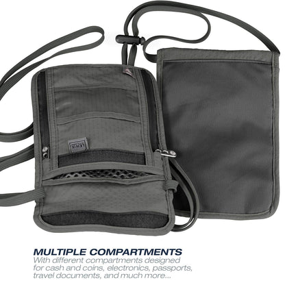 Lewis N. Clark RFID Blocking Stash Neck Wallet, Travel Pouch + Passport Holder for Women & Men, Black, One Size