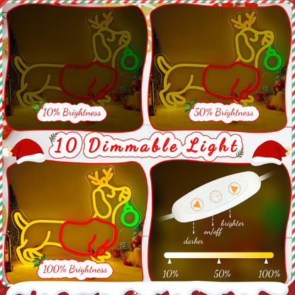 FuugZze Dachshund Neon Sign Christmas Neon Lights for Bedroom Weiner Dog Led Signs for Bedroom Wall Dimmable Dachshund Light Up Sign for Neon Christmas Decorations Party Wall Room Home Decor