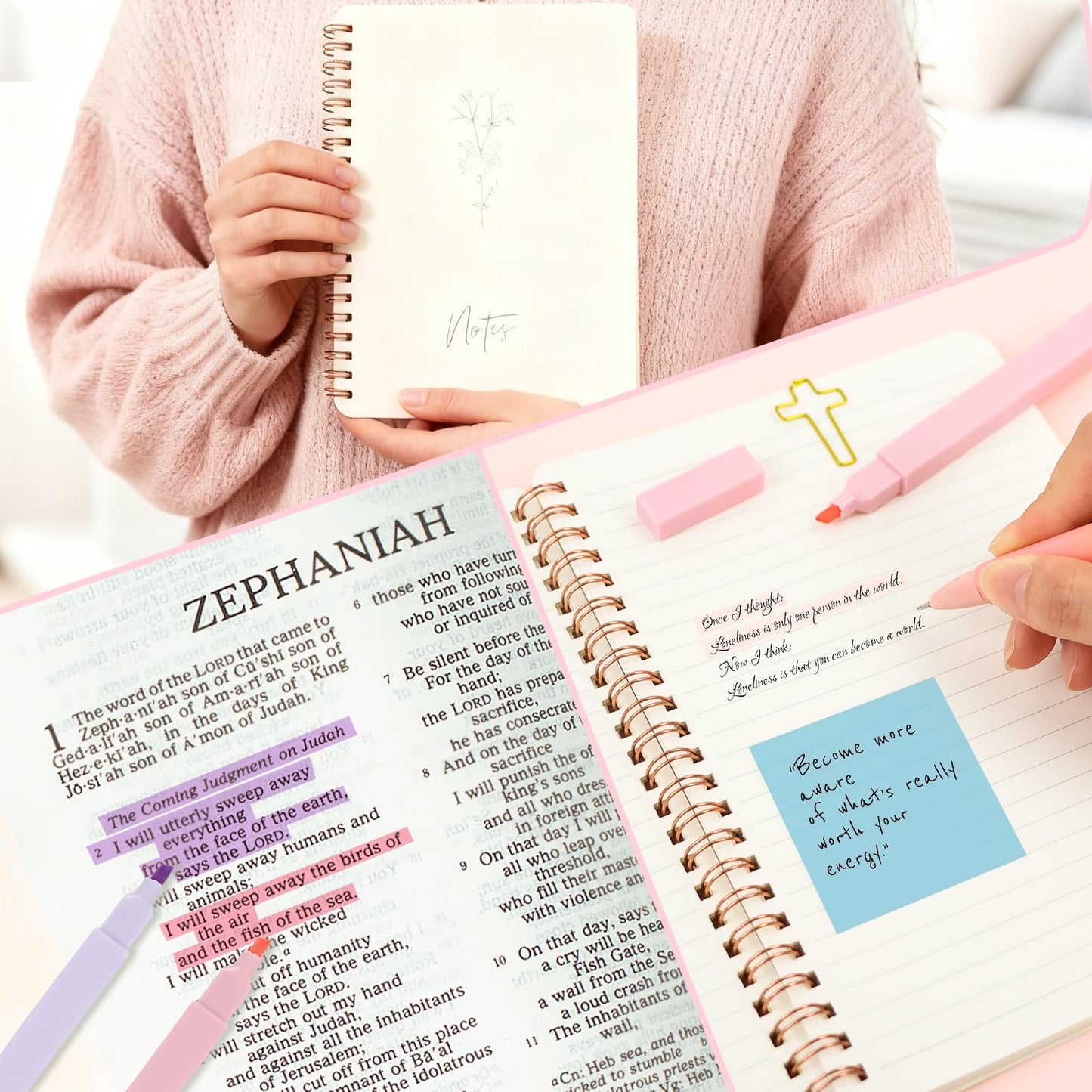 DRANSMIC Bible Cover Case for Women Large Bible Cover Bag Bible Study Supplies Accessories Bible Journaling Kit for Girls Women