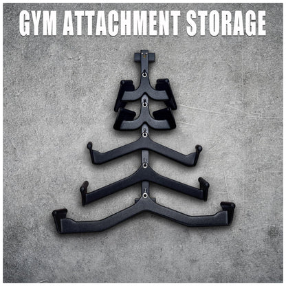 BLUSLM Wall Mounted Lat Pull Down Bar Organizer with Hooks, Home Gym Storage Rack for Lat Pulldown Attachments, Cable Attachments Rack for Gym Accessories (Cable Attachment Rack1)
