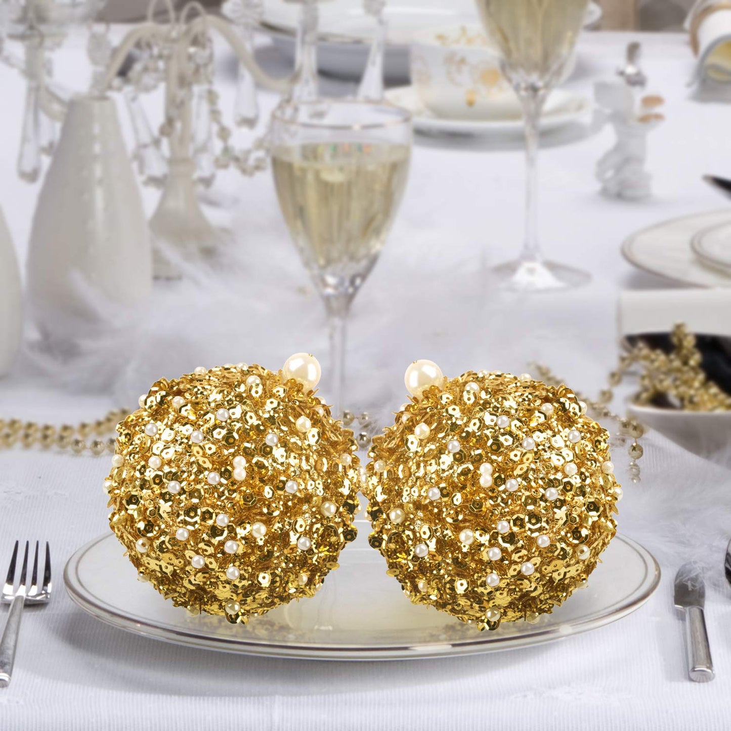 ZHANYIGY 4.25" Christmas Ball Ornaments, 4pc Set Gold Shatterproof Christmas Decorations Tree Balls for Xmas Trees Wedding Party Holiday Decorations (Gold)