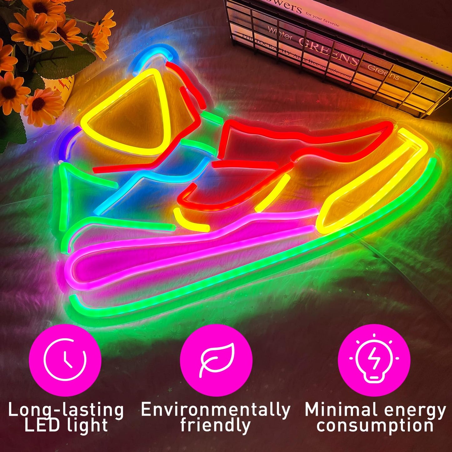 Sneaker Neon Signs for Wall Decor, Sports Shoe LED Light Signs for Home Gameroom, Dimmable Shoes Neon Sign for Teen, Kids, Room Decoration, Birthday Party Gifts 16.54"×11.81"