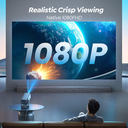 [270°Adjustable Stand/Electric Focus/600ANSI]Mini-Projector with WiFi and Bluetooth, Native 1080P 4K Portable Outdoor Movie Projector, Auto Vertical Keystone, TOPTRO Smart Proyector for Phone/TV Stick