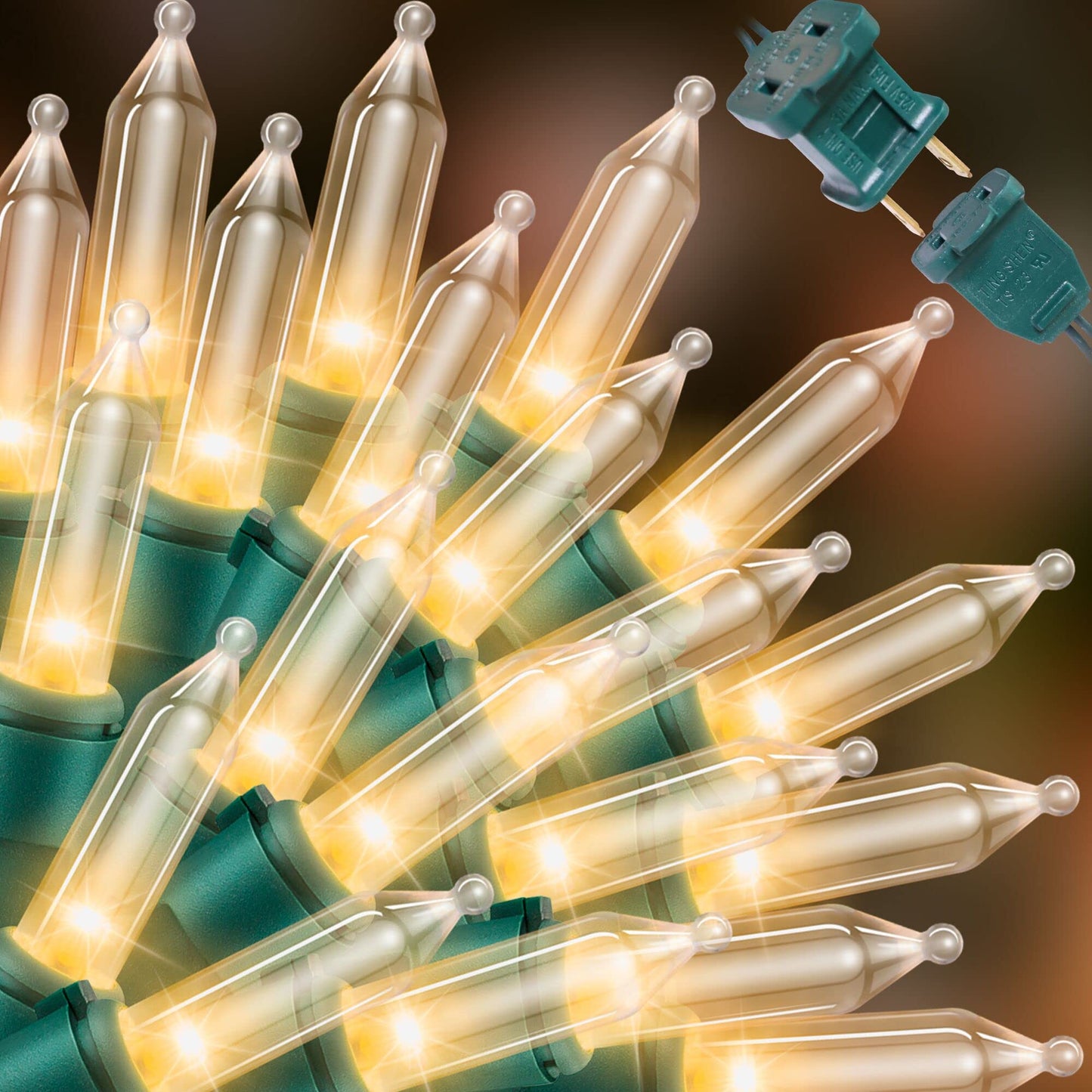 LAMPHOME Clear Warm White Christmas String Lights, 100 Count 19.6Ft Incandescent Mini Lights, Green Wire Waterproof Indoor Outdoor String Lights for Xmas Tree, Garland & Holiday Party Decor