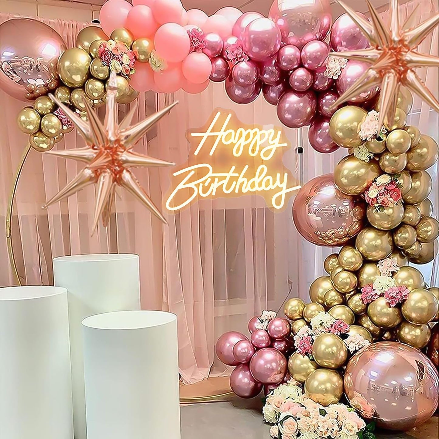 Happy Birthday Neon Sign, Happy Birthday Light Up Sign, Neon Happy Birthday Sign, Happy Birthday Led Sign for Backdrop All Birthday Party Decoration USB Powered Warm White,16.5 x 12 Inches (Plug not provided)