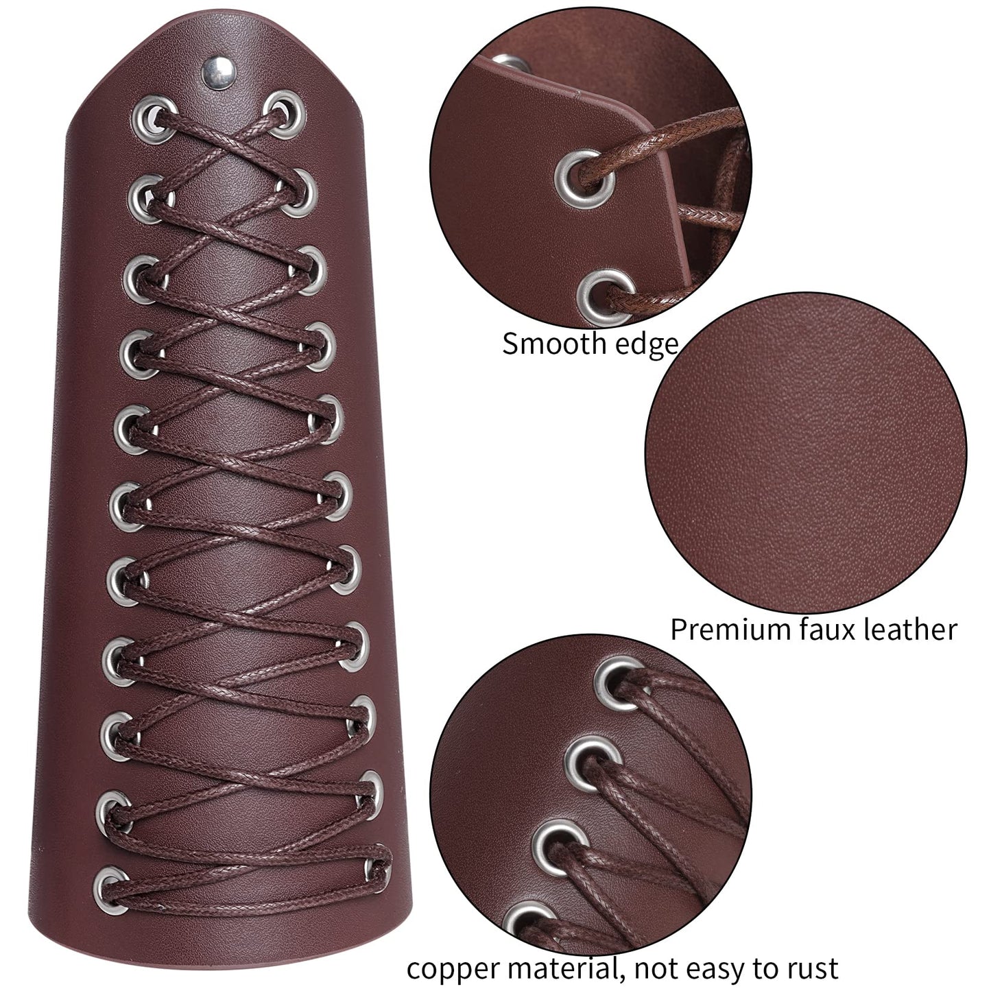 Pistha 3 Pcs Corset Belt Elastic and Faux Leather Gauntlet Wristband for Women Halloween Medieval Renaissance Pirate Viking Warrior Cosplay Brown (M, Brown)