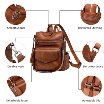 CTTOVIS Backpack Purse for Women Fashion Designer Backpack Ladies Travel Convertible Shoulder Bags (Brown)