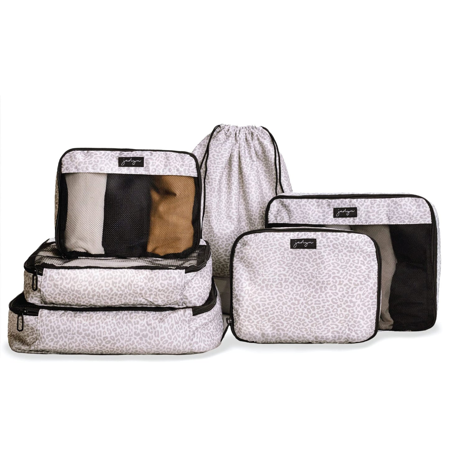 Jadyn Packing Cubes for Travel, 6-Piece Large Packing Cube Organizer Set for Suitcase, Duffel Bag, Luggage, Multiple Sizes Travel Essentials (Desert Leopard)