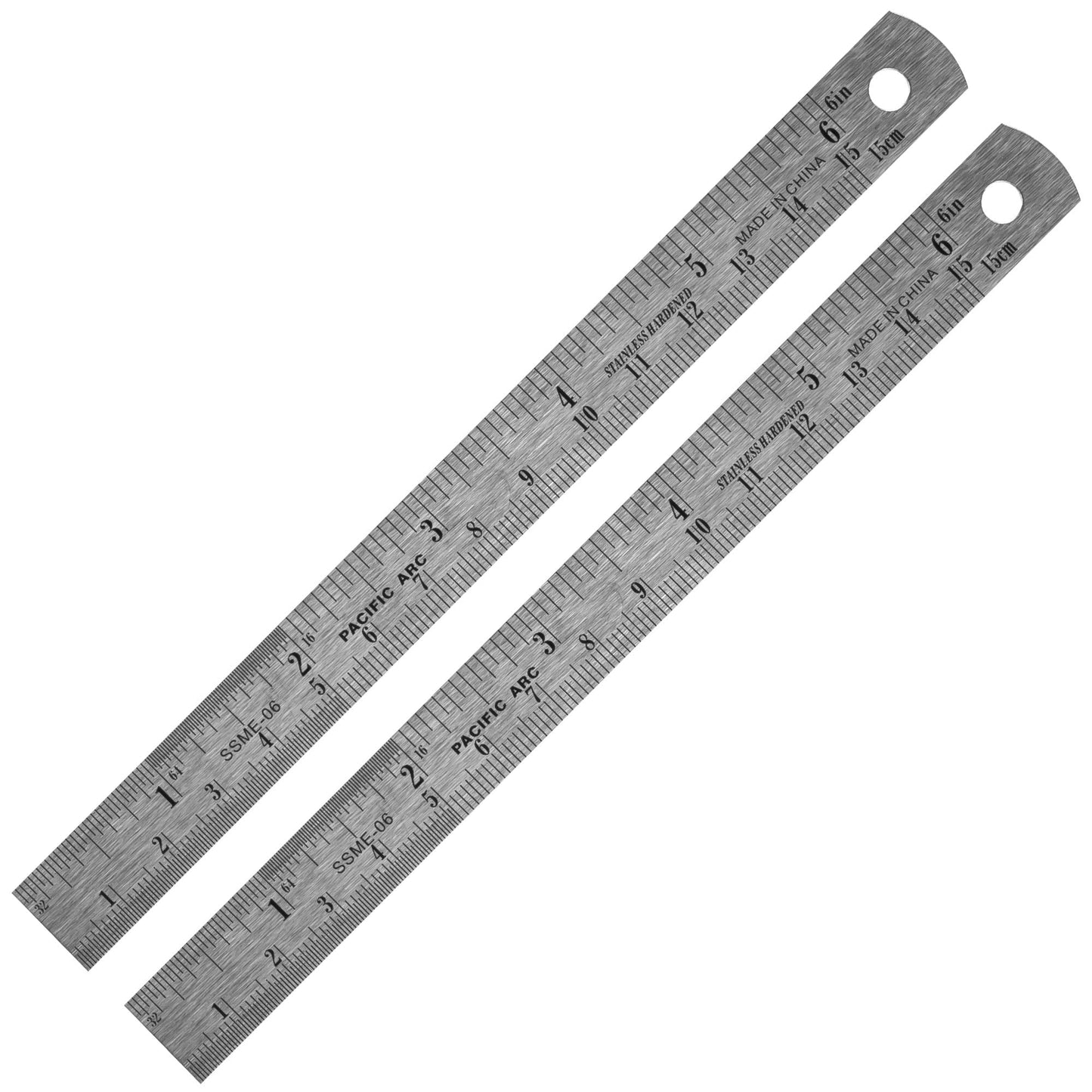 Pacific Arc 6 Inch Stainless Steel Ruler with Inch/Metric Conversion Table, 2 Pack