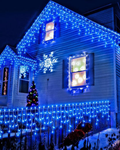 972 LED106 FT Christmas Lights Outdoor, Plug in Waterproof Christmas Lights,Connectable 8 Modes Hanging Fairy Lights for Patio Window Holiday Wedding Party Pathway Indoor Decorations Blue