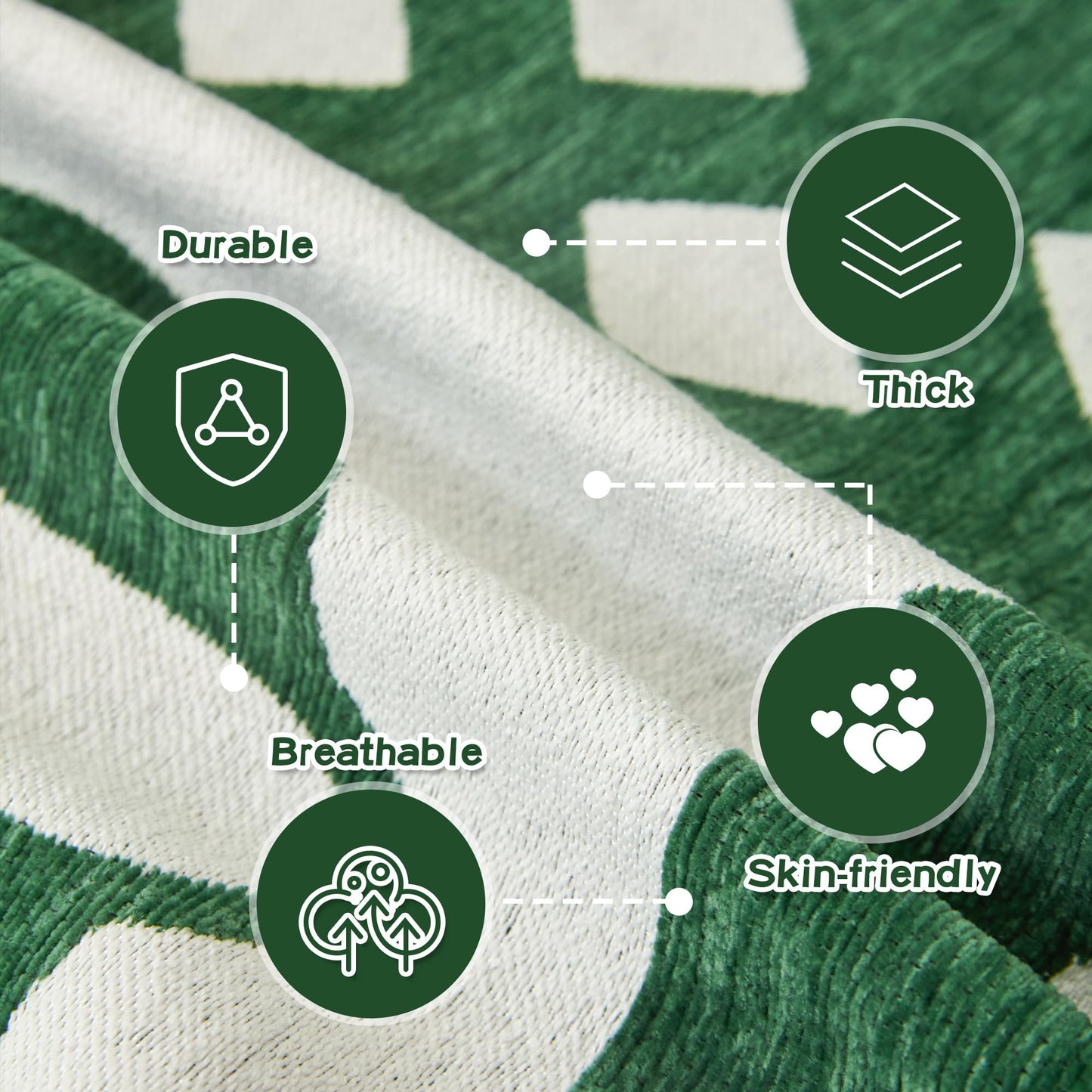 MEETSKY Christmas Couch Cover for Sectional Sofa, Chenille Loveseat Green Sofa Covers Washable for Pet Friendly Snowflake Christmas Tree Decorative Couch Covers, 71" x 102"