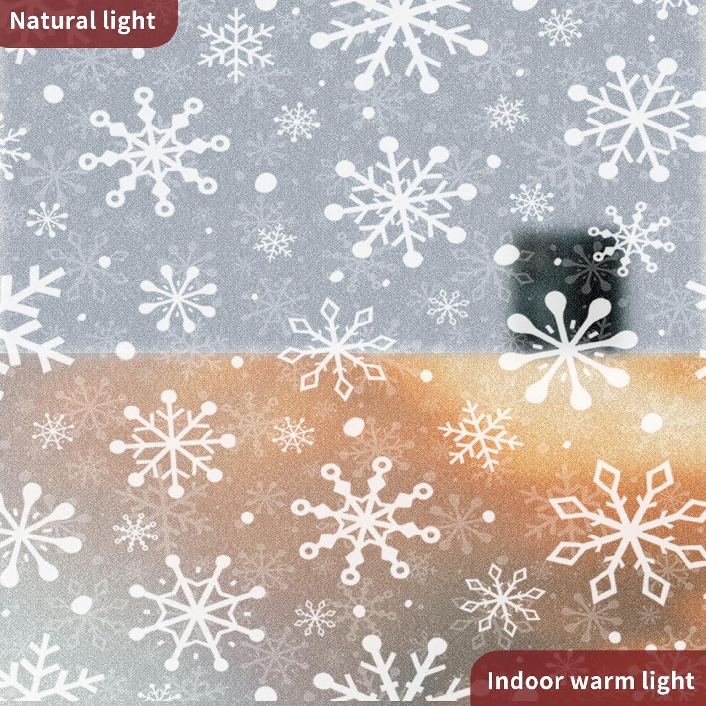 Christmas Stain Glass Window Film Christmas Snowflakes Cling Rainbow Window Film Decorative Window Clings Pure White Frosted Vinyl Static Window Stickers for Holiday Glass Windows Decor 16.9 * 39.3in