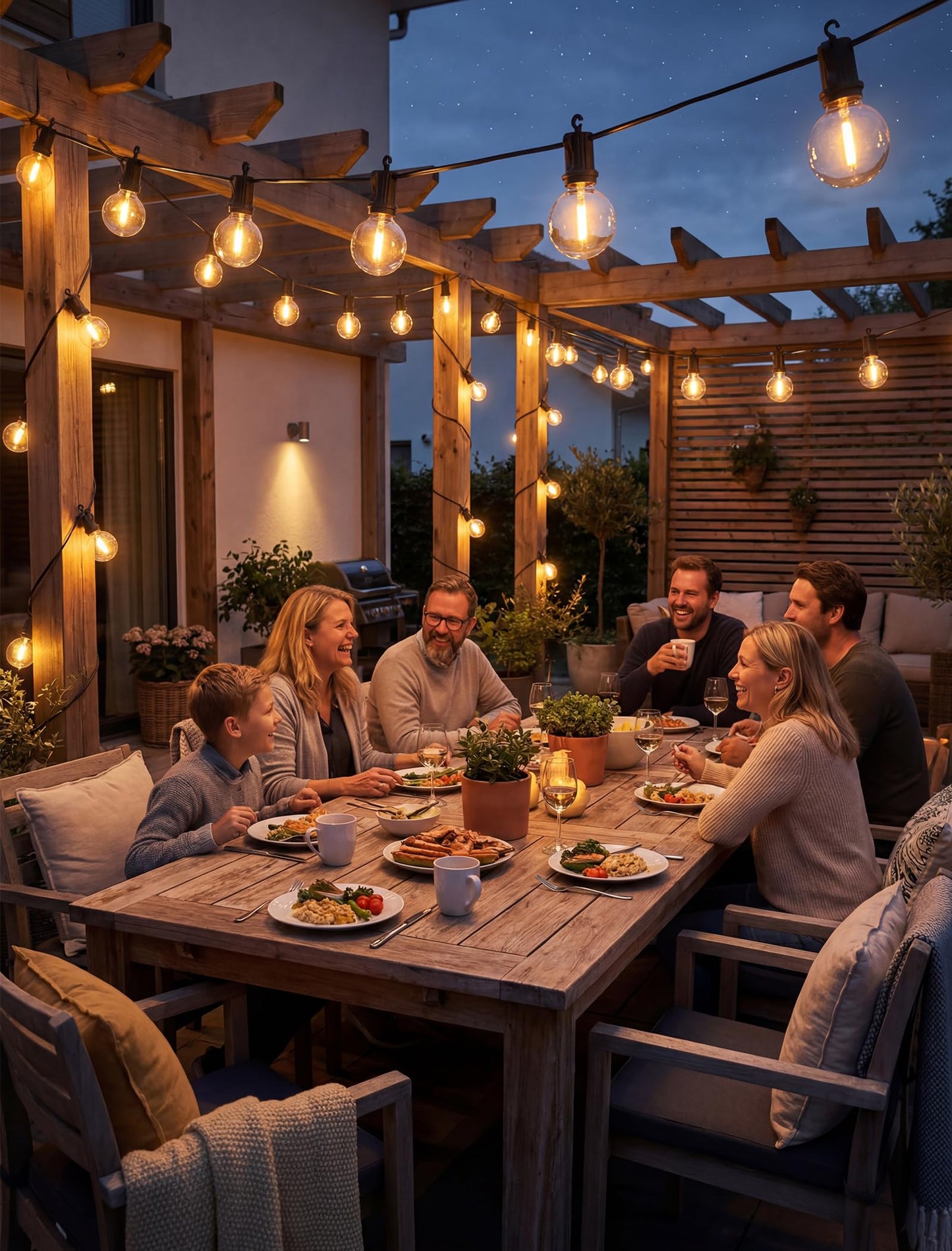 Xingzd 25FT LED Outdoor String Lights, 13 G40 Bulbs Shatterproof Patio Lights, IP65 Waterproof Hanging Connectable Warm White Outdoor Lighting for Outside Backyard Balcony Porch Home Decor