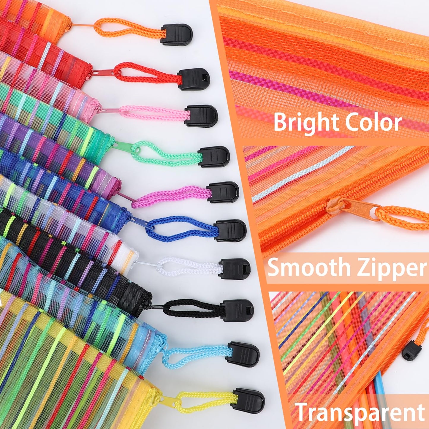 YOPCDJ 80 Pack 10 Colors Mesh Zipper Pouch Bags, Small Pouch Pencil Pouch Bulk, Cosmetics Makeup Bags Accessories Storage Bag, Home Organizing Office School Classroom Supplies