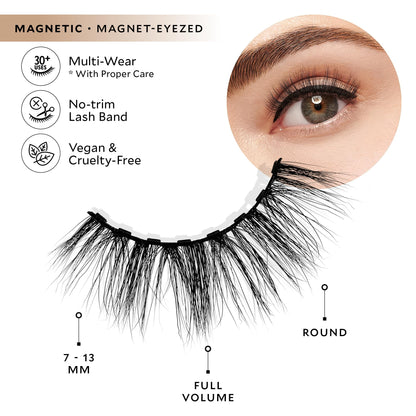 Velour Magnetic Eyelashes, Luxurious False Lashes, Reusable Eyelashes, Wear up to 30x & Vegan, All Eye Shapes, Natural Lashes, Magnetic Eyeliner not Included (Magnet Eyezed)
