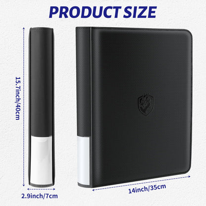TRUGQ Toploader Binder Holds 324 Toploaders - 20 Toploaders|Waterproof PU Leather + Anti-Yellowing PP Inserts | Ridge Tab Sorting Portable top loader binder for cards(For Sports/Game Cards)