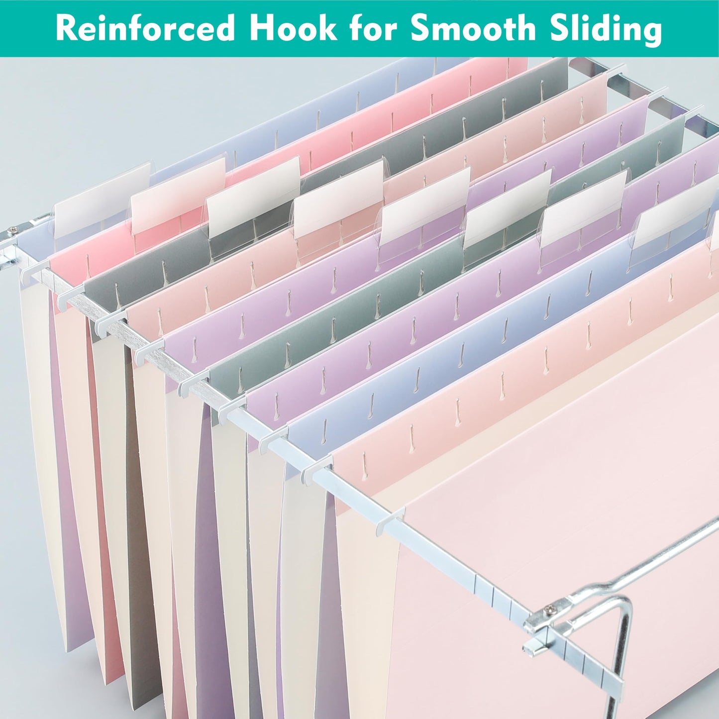 Zzrywuty Hanging File Folders Letter Size, 12-Pack Hanging File Folder with 1/5-Cut Tabs, Pastel File Folders Hanging Organizers for Filing Cabinet, Bulky Files & Medical Charts