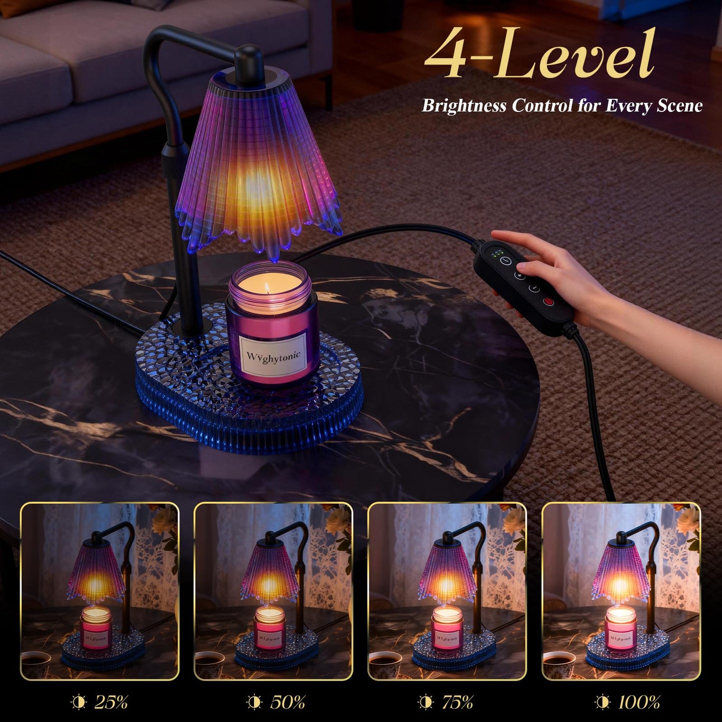 WYghyronic Candle Warmer Lamp with Timer & Dimmable 4-Level Brightness - Adjustable Height,for New Home Bedroom, Gifts for Women(Blue)