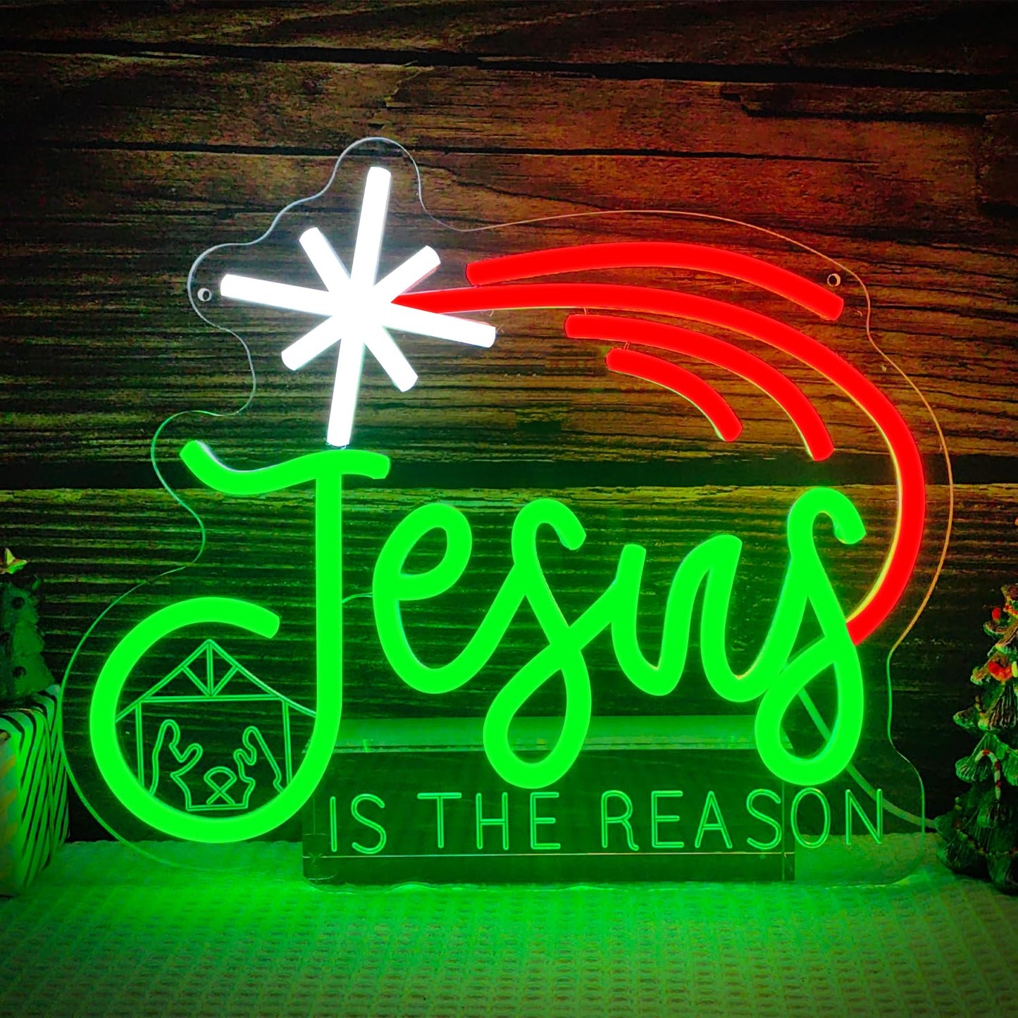 Christmas Neon Sign Jesus Is The Reason Neon Sign Dimmable Wall Decor Jesus neon sign Christmas Led Sign christmas Neon Light Up Sign for Bedroom Living Room Home Party Gifts
