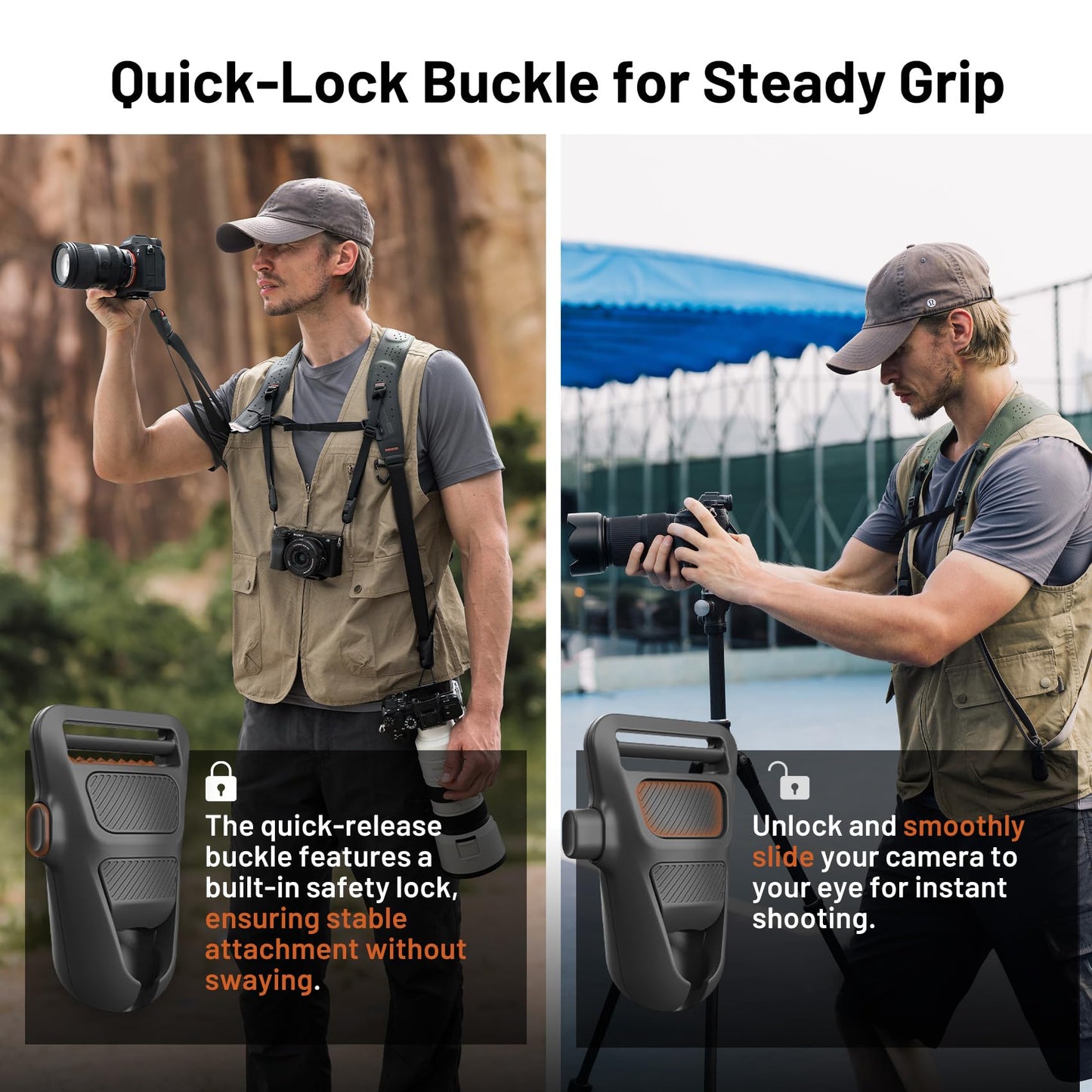 PGYTECH Camera Strap Master, Leather Dual Shoulder Harness for 3 Cameras, Adjustable Camera Harness for Professional Photographers, Sports/Wildlife/Wedding/Events Photography Camera Straps, Brown