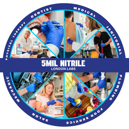 London Labs Cobalt Blue 5 Mil Nitrile Exam Gloves Disposable Latex Free | Medical Rubber Gloves for Doctors, EMT, First Aid Kit, Food Service & Cleaning | Bulk Case of (1000 CT)
