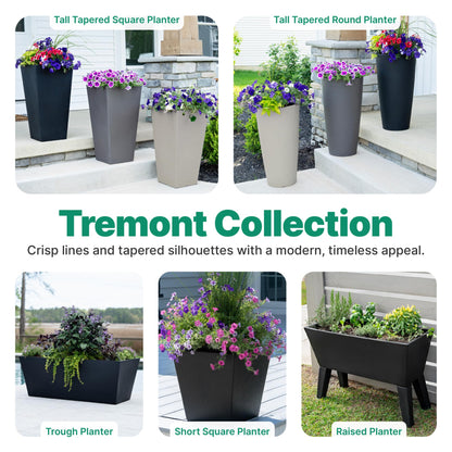 Step2 Tremont Tall Round Tapered Planter, 28" Tall 2-Pack, Indoor/Outdoor Plants, Efficient Drainage, Durable Resin, Concrete