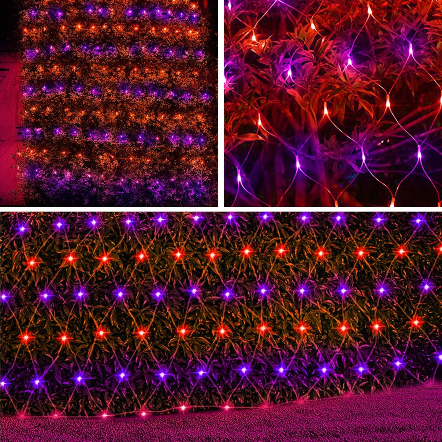 weillsnow 198 LED Halloween Net Lights,9.8FT*6.6FT Connectable Plug in Waterproof Mesh Lights with 8 Modes, Halloween Decorations Outdoor for House, Garden, Bush Decor