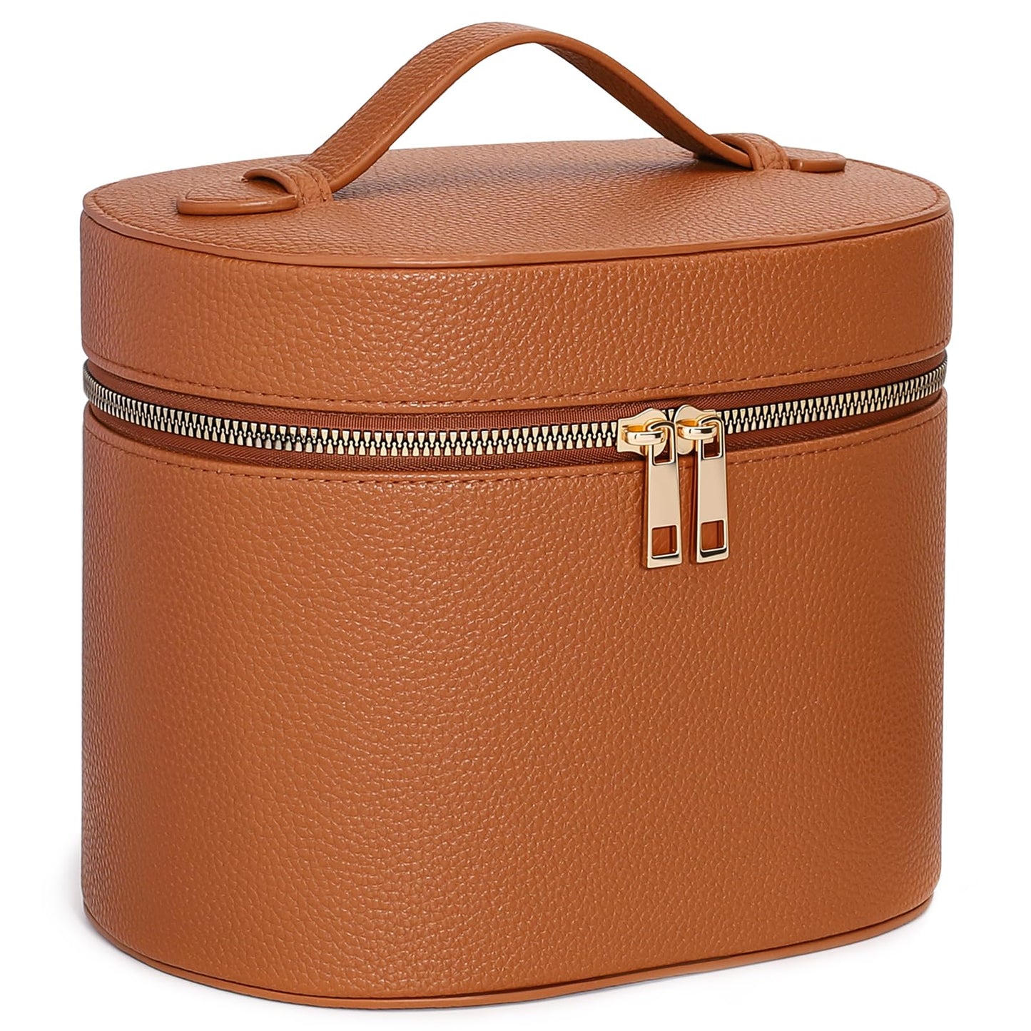 MaqSacion Makeup Bag Vanity Case for Women Leather Cosmetic Bag Makeup Organizer Case Portable Travel Toiletry Bag With Removable Compartments and Handle - Brown