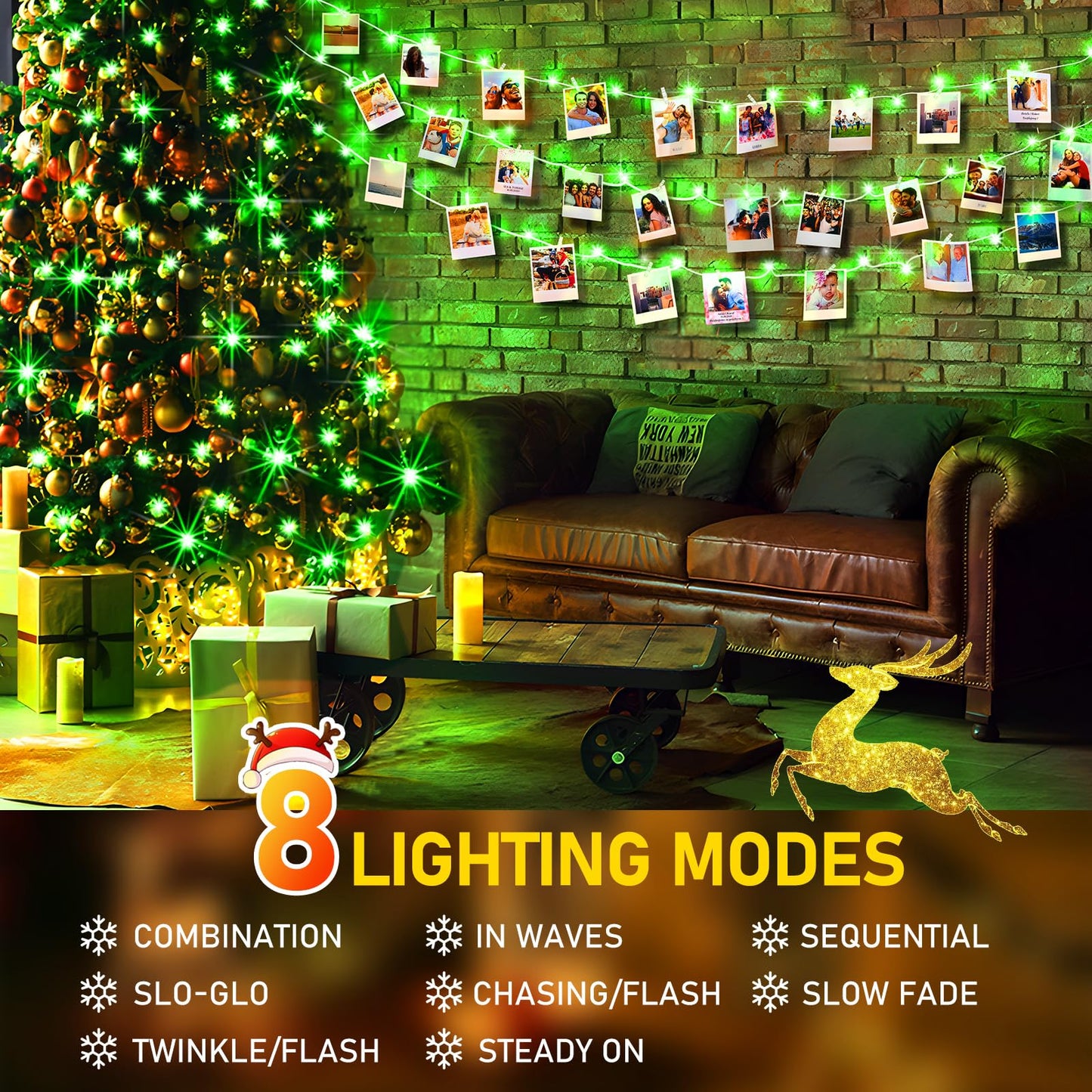 KNONEW Outdoor Christmas Lights 300 LED 99ft String Lights 8 Modes & Memory Fairy Light Plug in Waterproof LED String Lights for Xmas Yard Tree Wedding Party Holiday Decorations(Green)