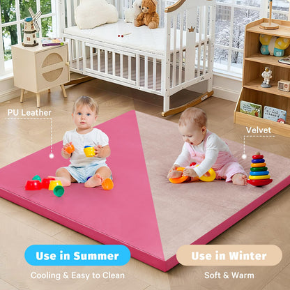 ILPEOD Waterproof Baby Play Mat for Floor Memory Foam 50 * 50 Cushion Playpen Playmat Tummy Time Crawling Mat Nursery Rug Thick Pad Create Soft & Safe Area for Infants,Toddler,Kids,Hot Pink