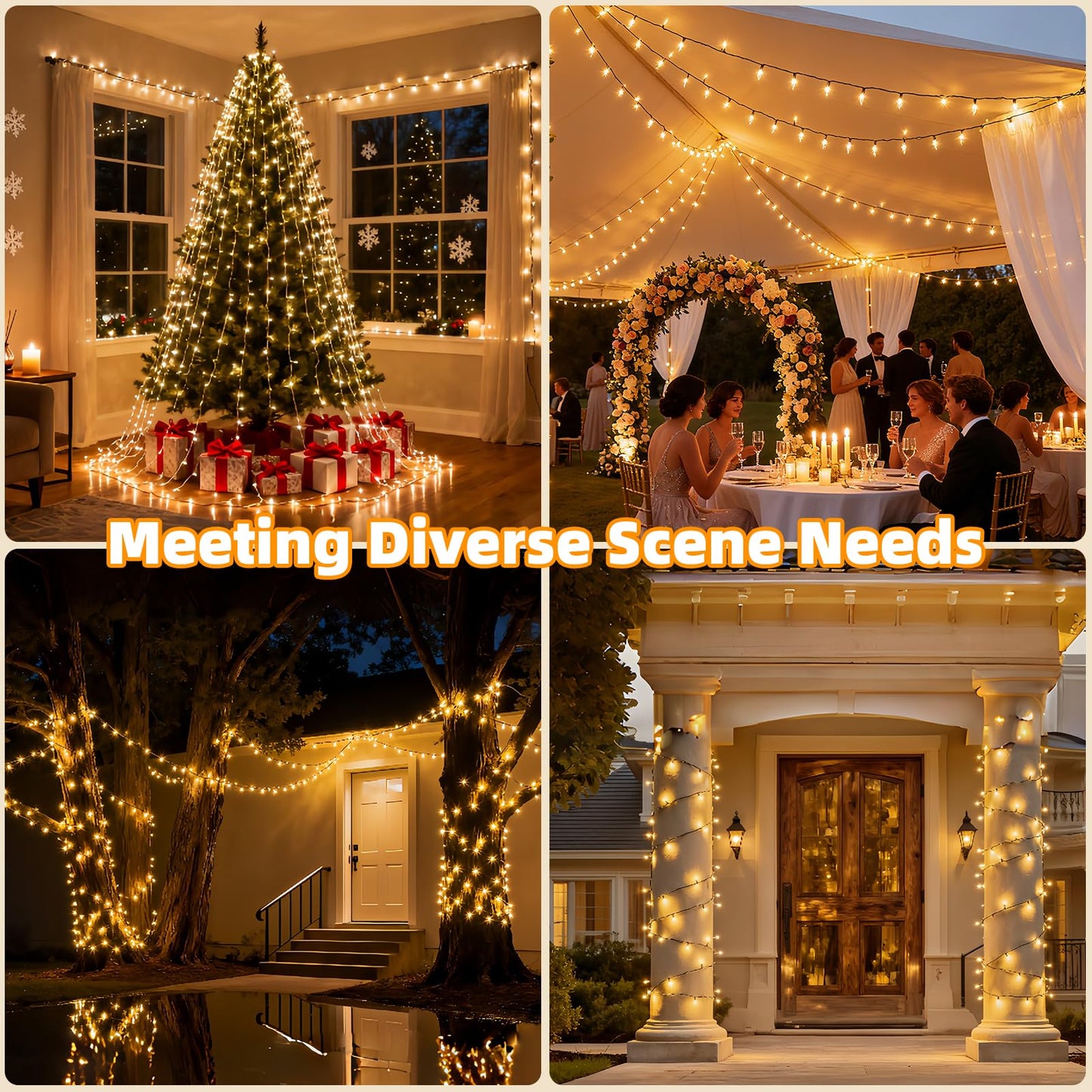 AHAWILL Warm White Christmas Lights Outdoor,166FT 500LED String Lights with 8 Modes,Christmas Tree Lights Indoor Plug in,Waterproof Twinkle Fairy Lights for Party,Classroom,Home Decor