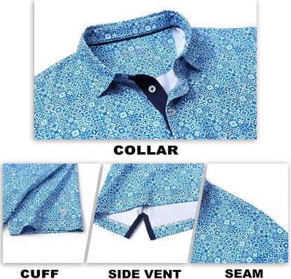 Men's Moisture-Wicking Golf Polo Shirt - Short Sleeve Dry Fit with Stylish Print Patterns