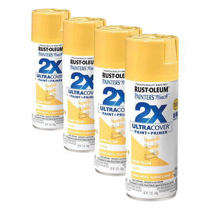 Rust-Oleum 249091 Painter's Touch 2X Ultra Cover Spray Paint, 12 oz, Gloss Warm Yellow (Pack of 4)