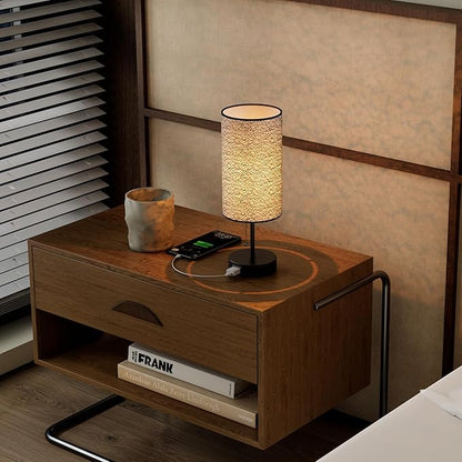 Table Lamp for Bedroom,Nightstand Lamp for Bedside with AC Outlets,Adjustable 3color LED Light Desk Lamp for Home Decor,Included Bulb and Lamp Shade (Black-OnlyAC, 2PCS)