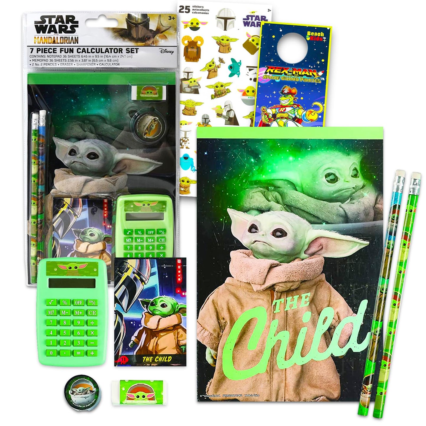 Baby Yoda School Supplies Value Pack - 11 Pc Bundle with Baby Yoda Notebook, and Stickers for Kids, Boys, Girls | Star Wars Back to School Supplies