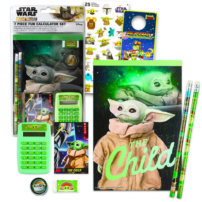 Baby Yoda School Supplies Value Pack - 11 Pc Bundle with Baby Yoda Notebook, and Stickers for Kids, Boys, Girls | Star Wars Back to School Supplies