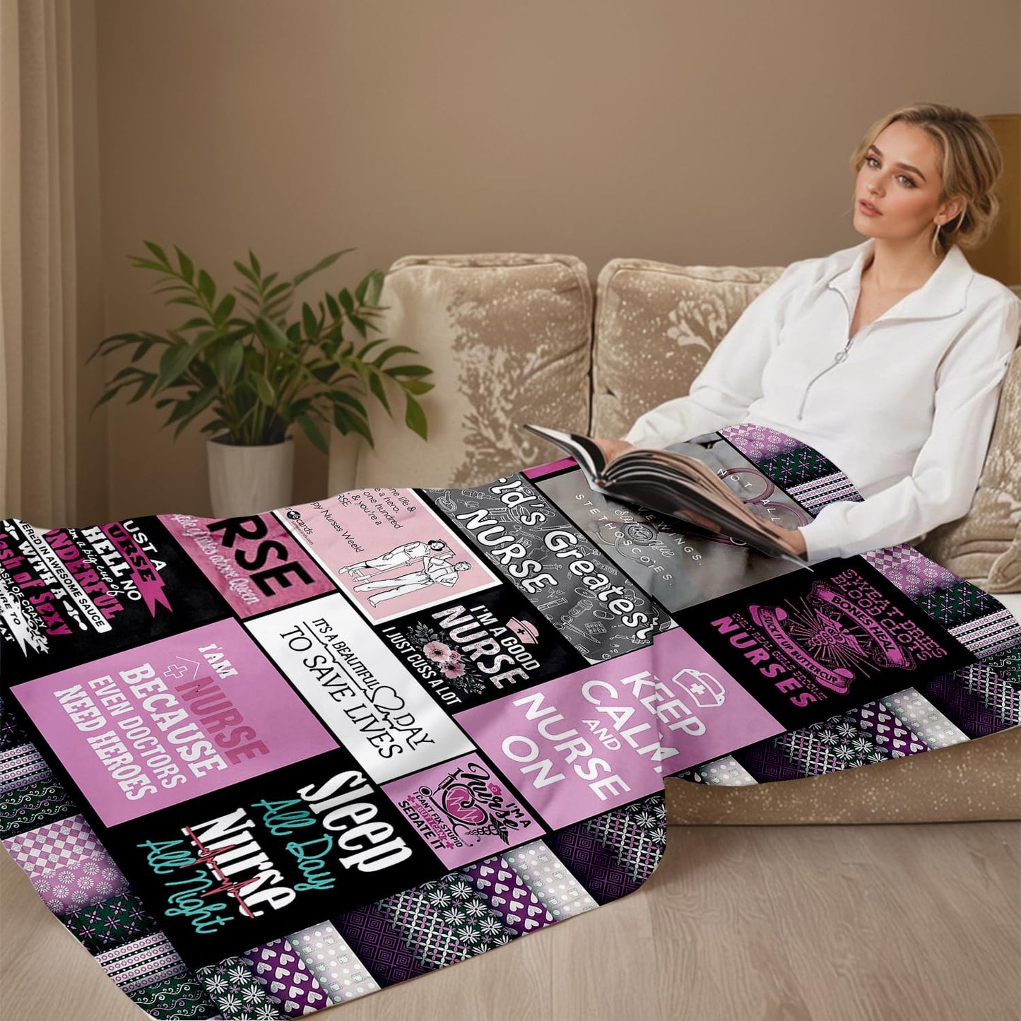 Soft Nurse Blanket for Women Christmas Thanksgiving Nurse Gifts for Women Nurses Week Gifts Warm Cozy Fleece Throw Blanket for Couch and Bed Sofa 50'' x 60'' (HS4)