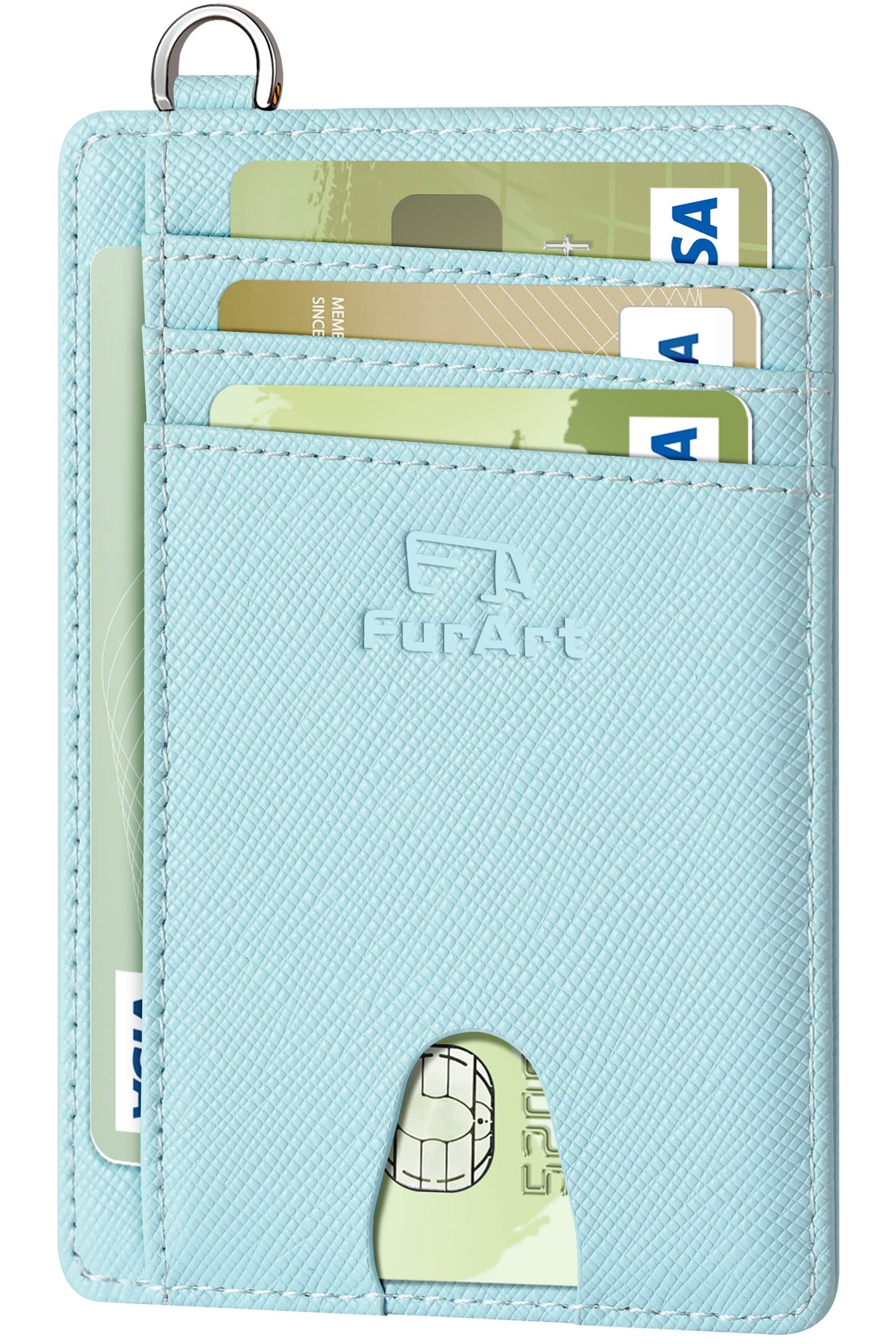 FurArt Slim Minimalist Wallet, Front Pocket Wallets, RFID Blocking, Credit Card Holder for Men-Light Blue